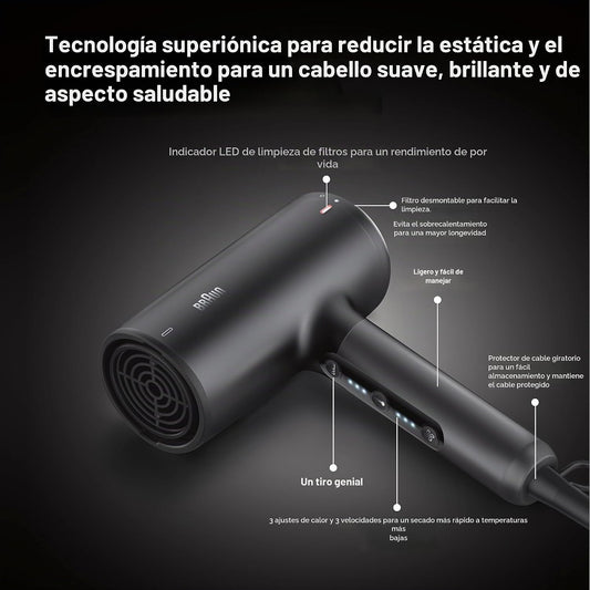 Braun Secador de pelo con difusor, secador de pelo con tecnología s...