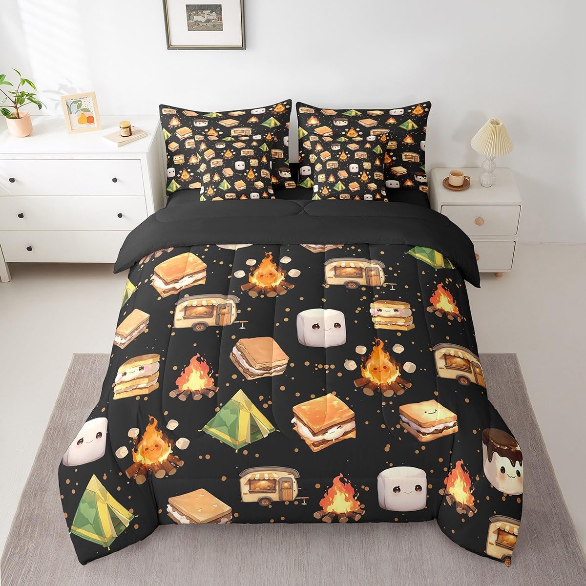 Erosebridal Juego de ropa de cama de 7 piezas para niños, ropa de c...