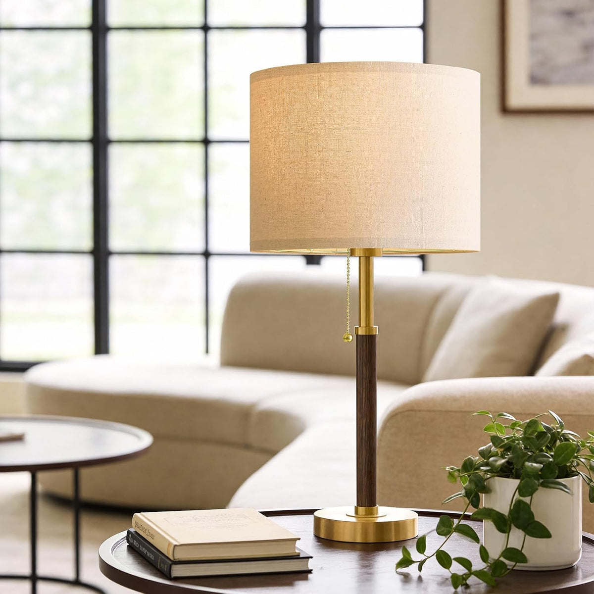 Lámparas de mesa de madera de 22 pulgadas, lámparas modernas de med...