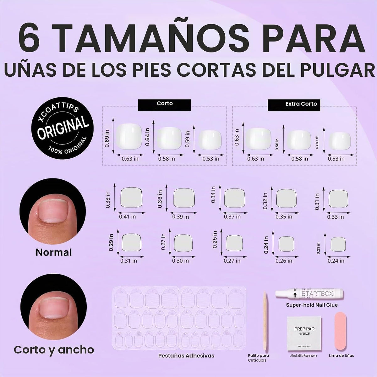 BTArtbox Uñas a presión, Pure Chic, Squoval corto, blanco, 32 unida...