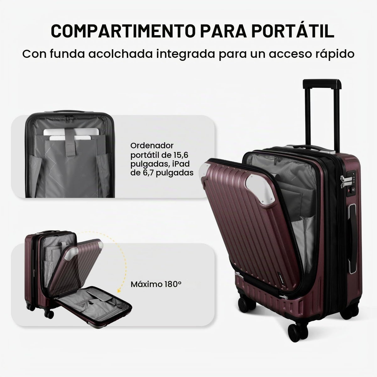 LEVEL8 Equipaje Grace, Rojo, 20 pulg. + 4 piezas