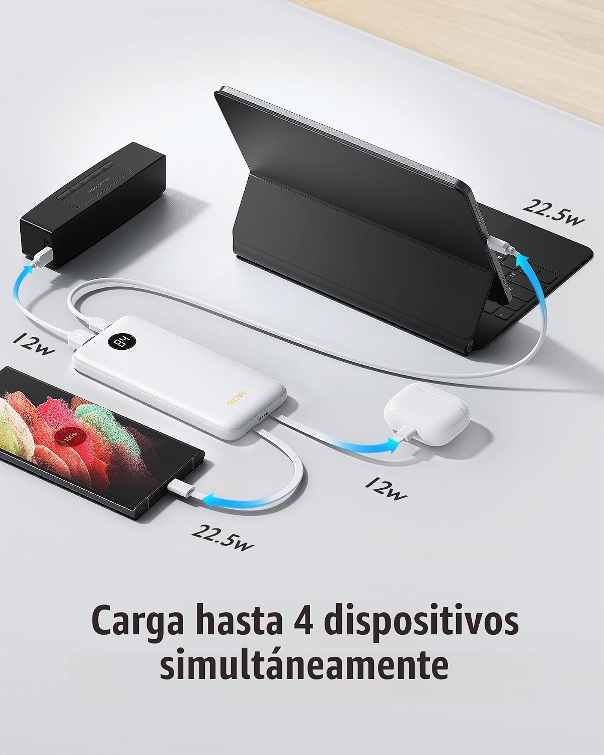 Qecvec Cargador portátil de 10000 mAh, paquete de 2 baterías portát...