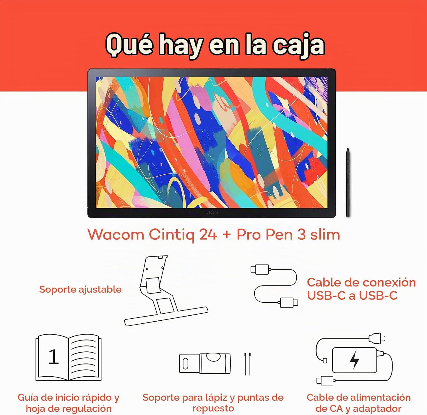 Wacom Cintiq 24 Tableta de dibujo con pantalla, pantalla de 23.8 pu...