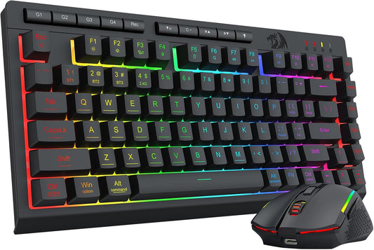 Redragon Combo de teclado y mouse inalámbricos para juegos, Bluetoo...
