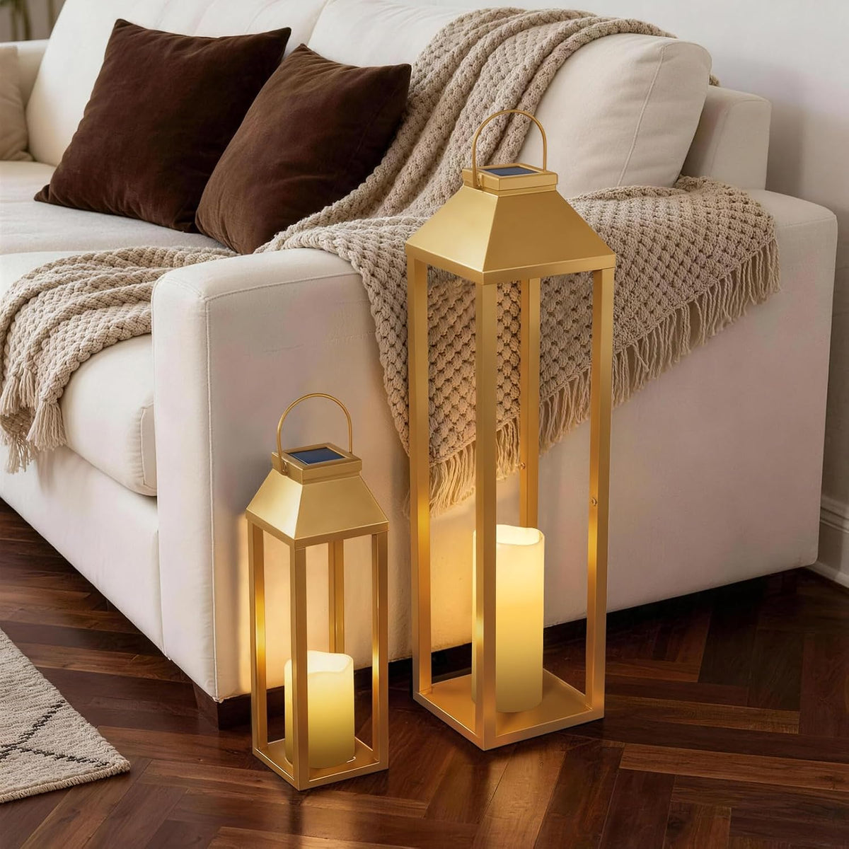 Faroles solares grandes para exteriores, impermeables, faroles deco...