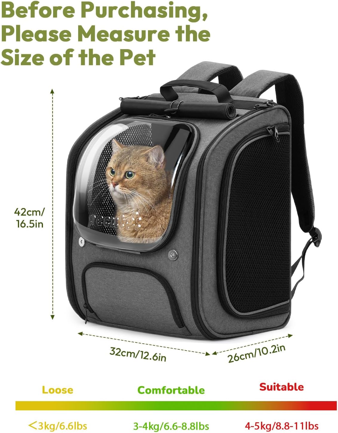 Pecute Mochila para gatos,Mochila de burbujas para gatos de gran es...