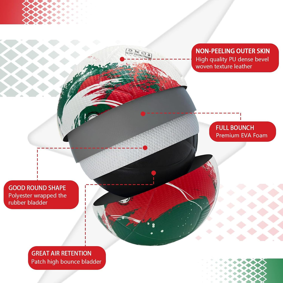 SANNLEIKA Storm Series - Pelota de fútbol profesional para principi...