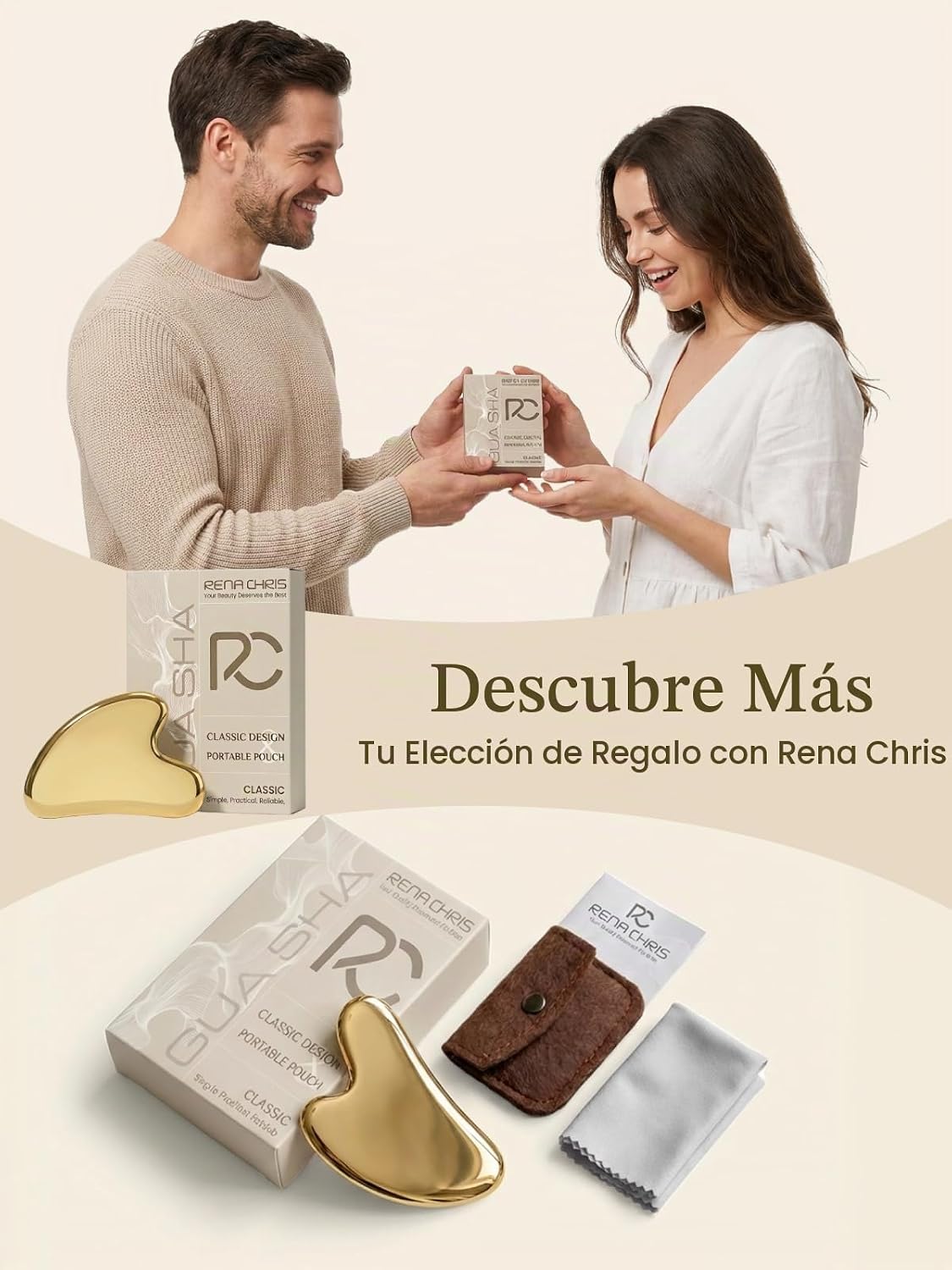 Rena Chris Gua Sha Herramientas faciales, Herramienta Guasha de Ace...