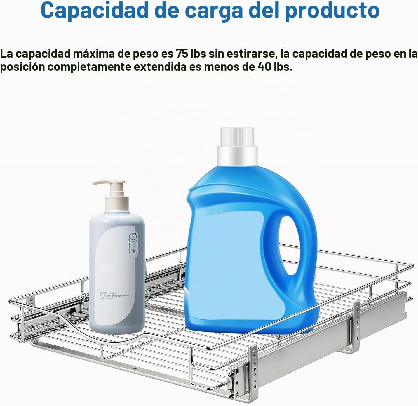 DINDON Organizador de gabinete extraíble de 1 nivel (17 pulgadas de...