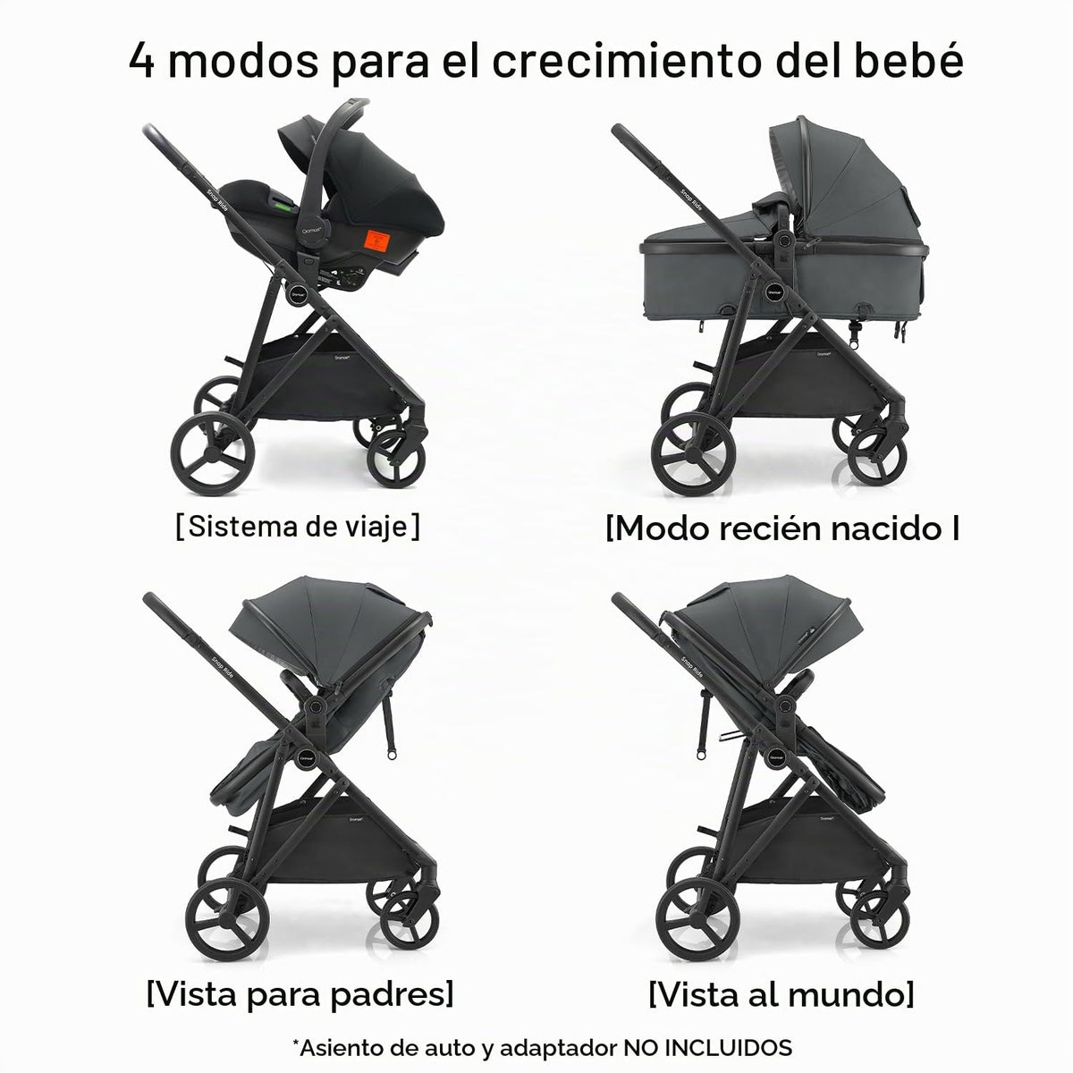 Gromast Cochecito de bebé 3 en 1, cochecito convertible para recién...