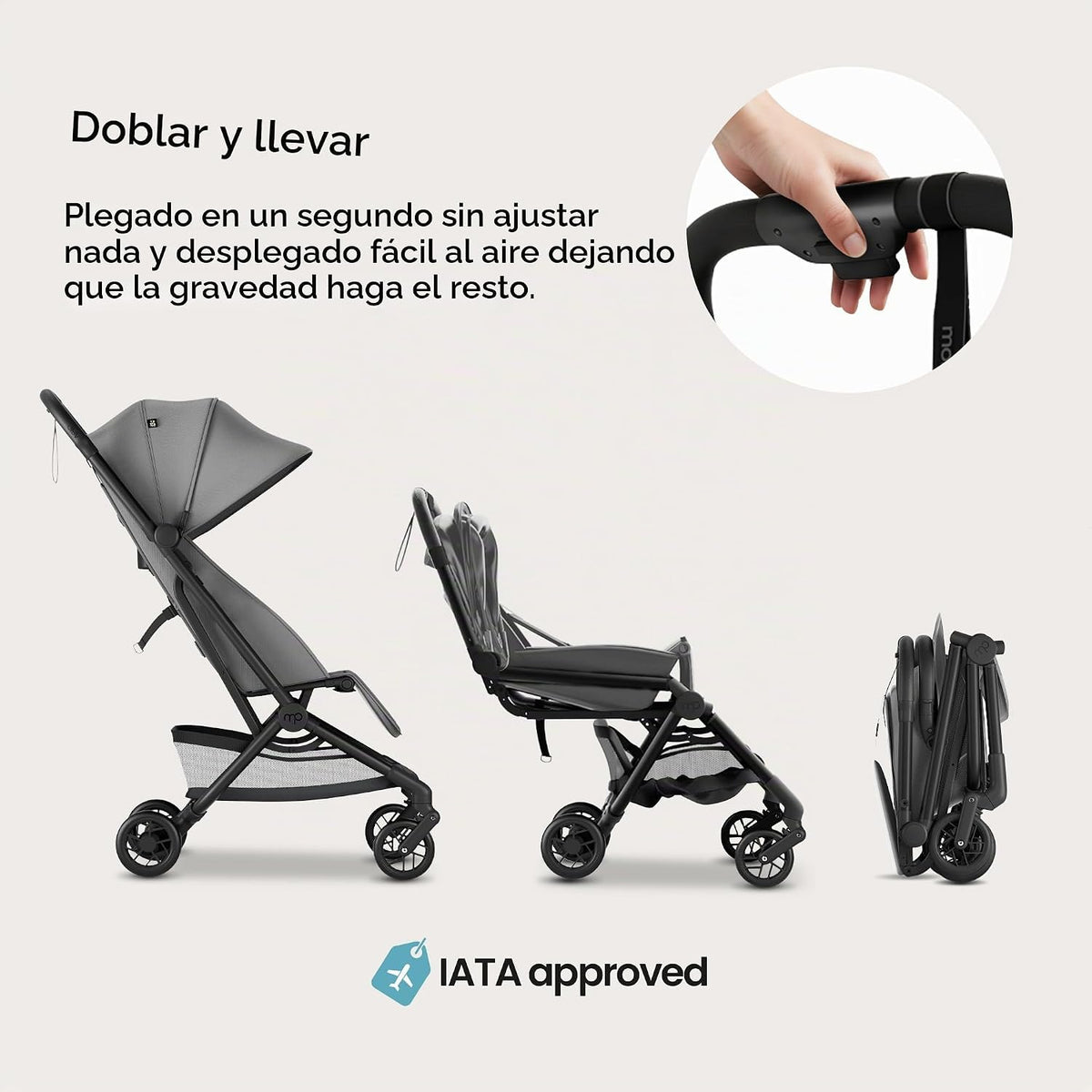 Mompush Velo - Cochecito de viaje compacto plegable con una sola ma...
