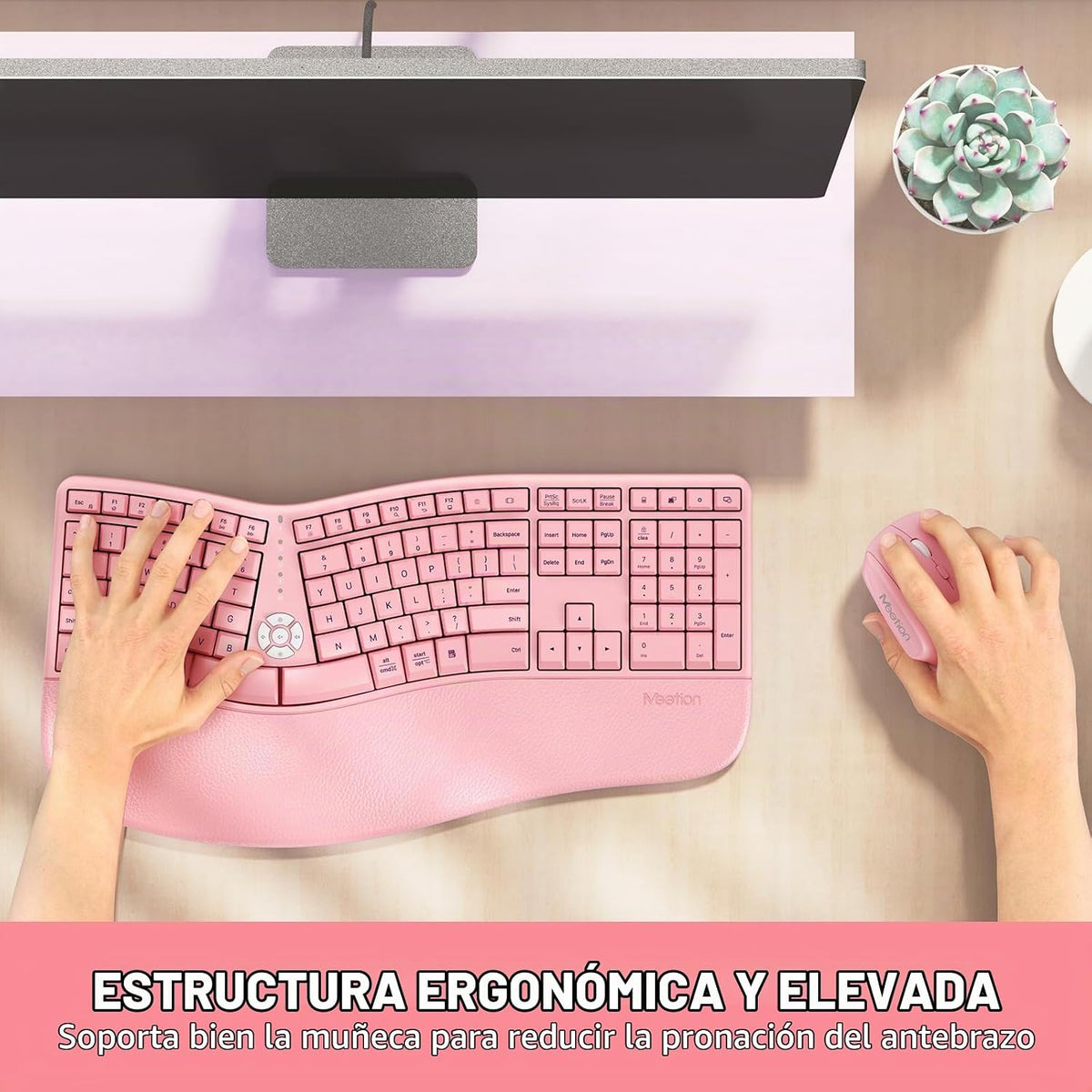 MEETION Combo ergonómico de teclado y mouse, teclado dividido inalá...
