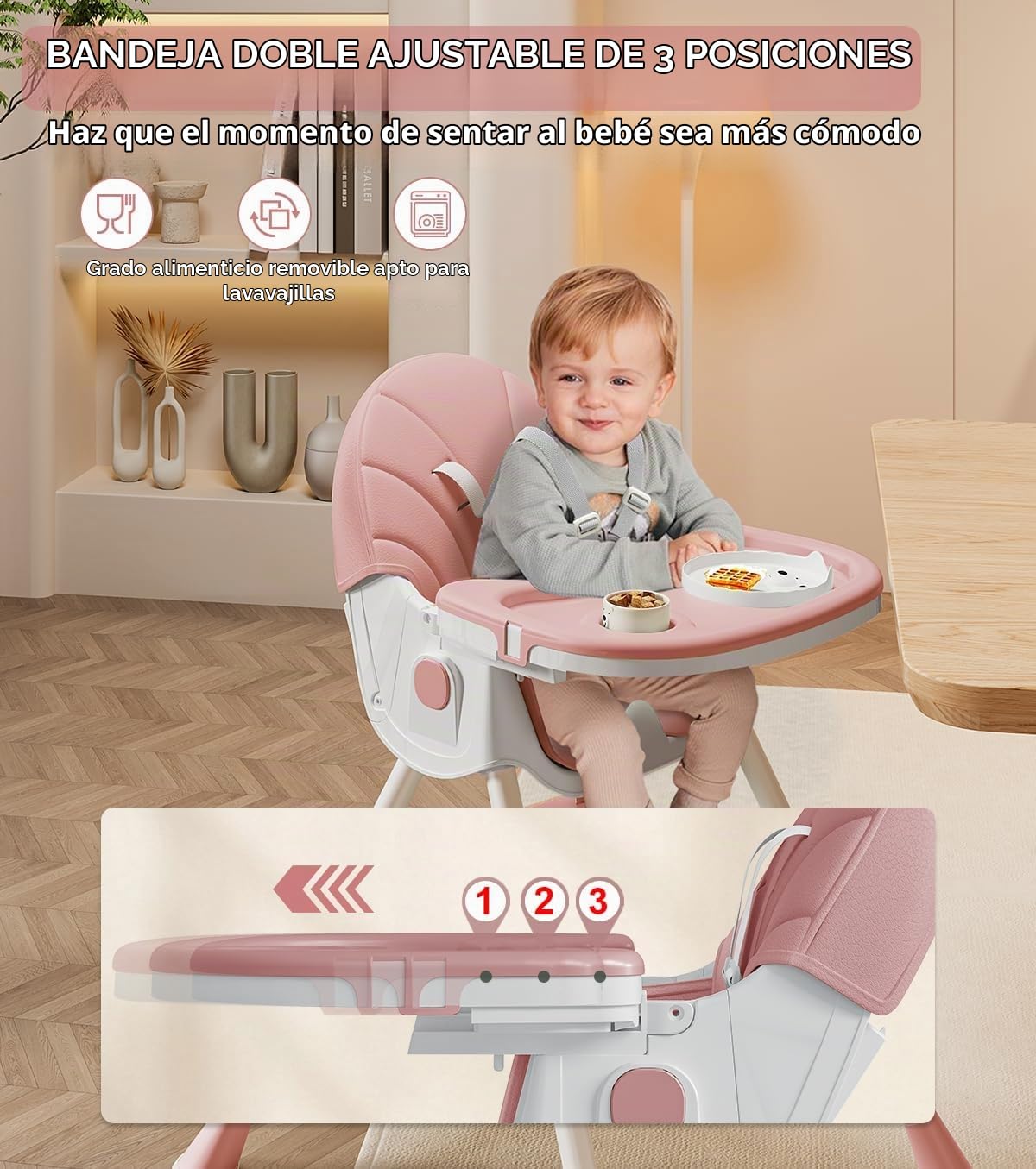 Silla alta para bebé, sillas altas 5 en 1 para bebés y niños pequeñ...