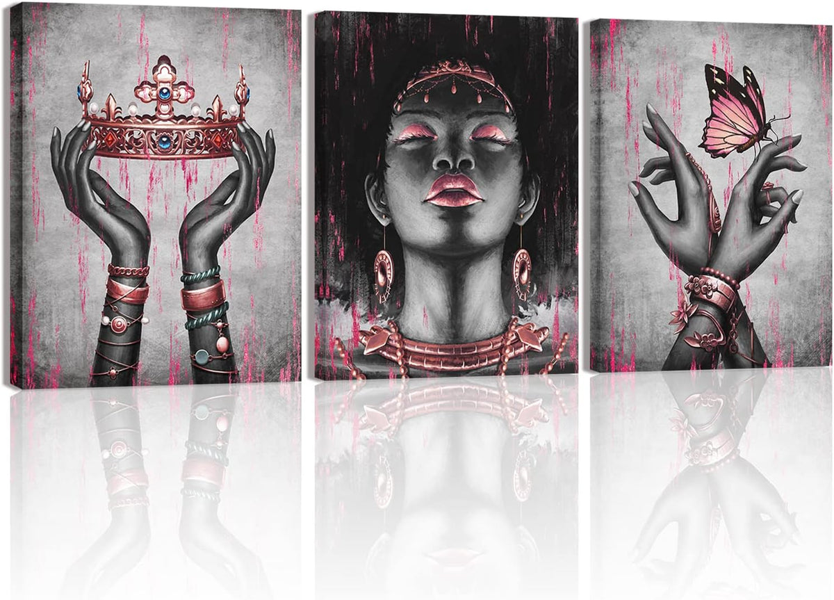 Visual Art Decor Arte de pared afroamericano rosa y gris, decoració...