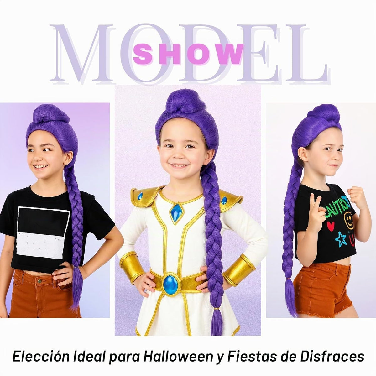 Morvally - Peluca de 33.5 pulgadas de color púrpura con trenza larg...