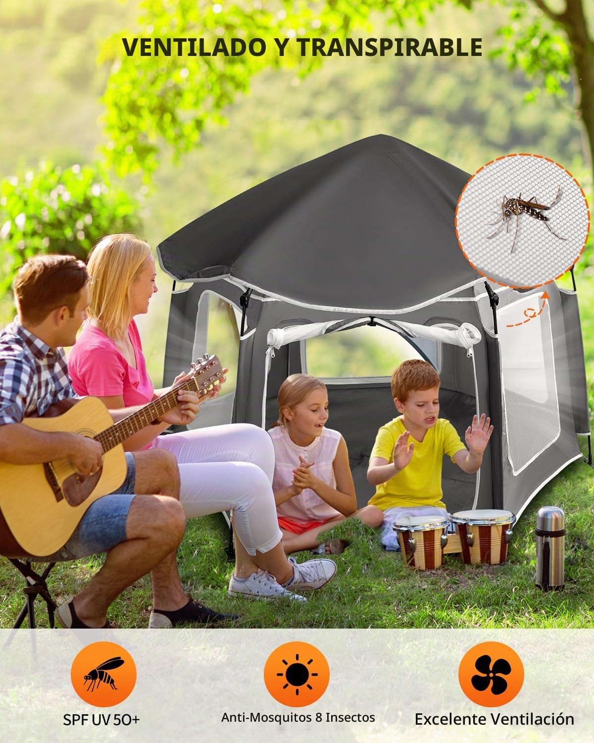 Patywaga 59 "Pop-Up Baby Playpen con toldo UV, tienda plegable...