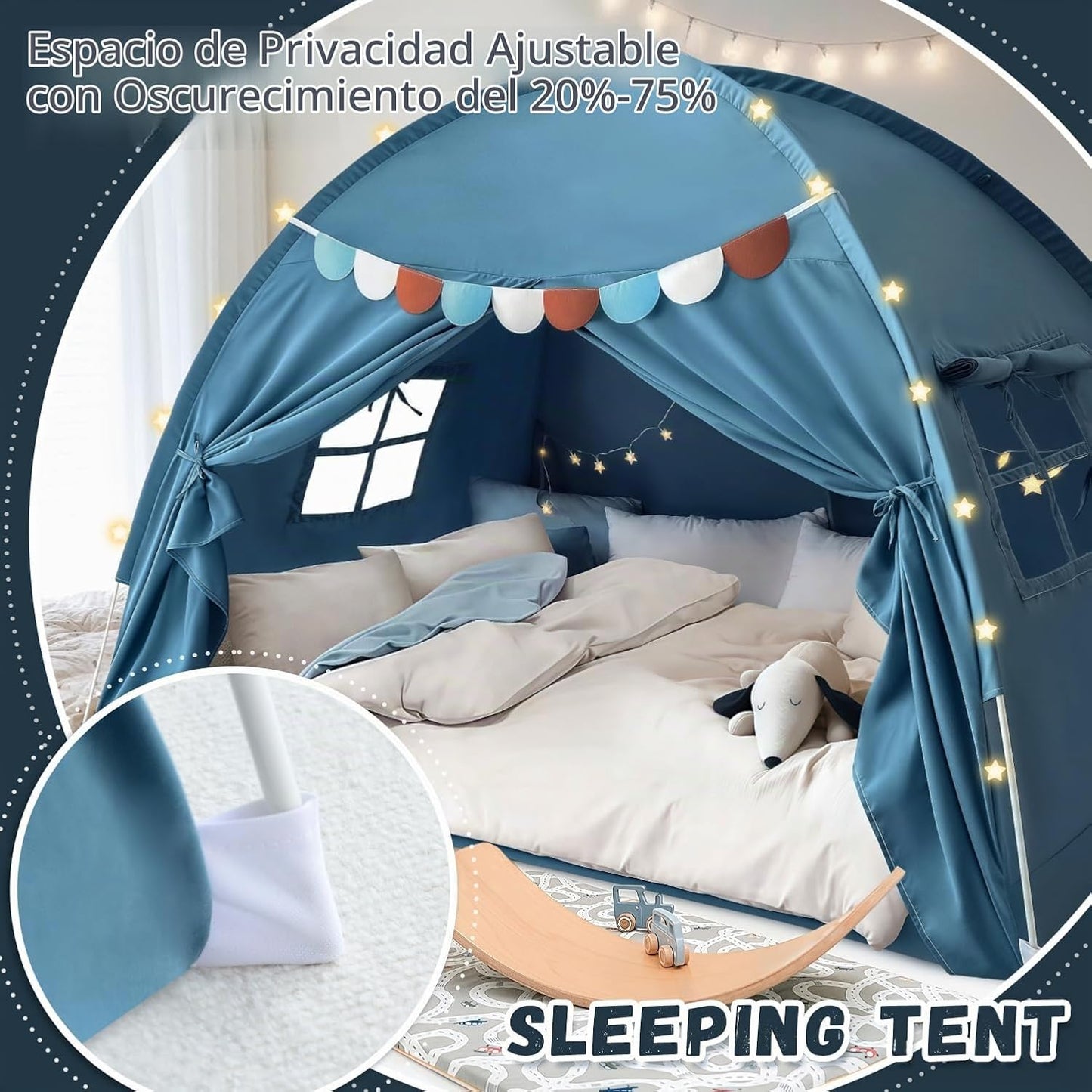 Toldo de cama de tamaño completo para niños, tienda de campaña para...