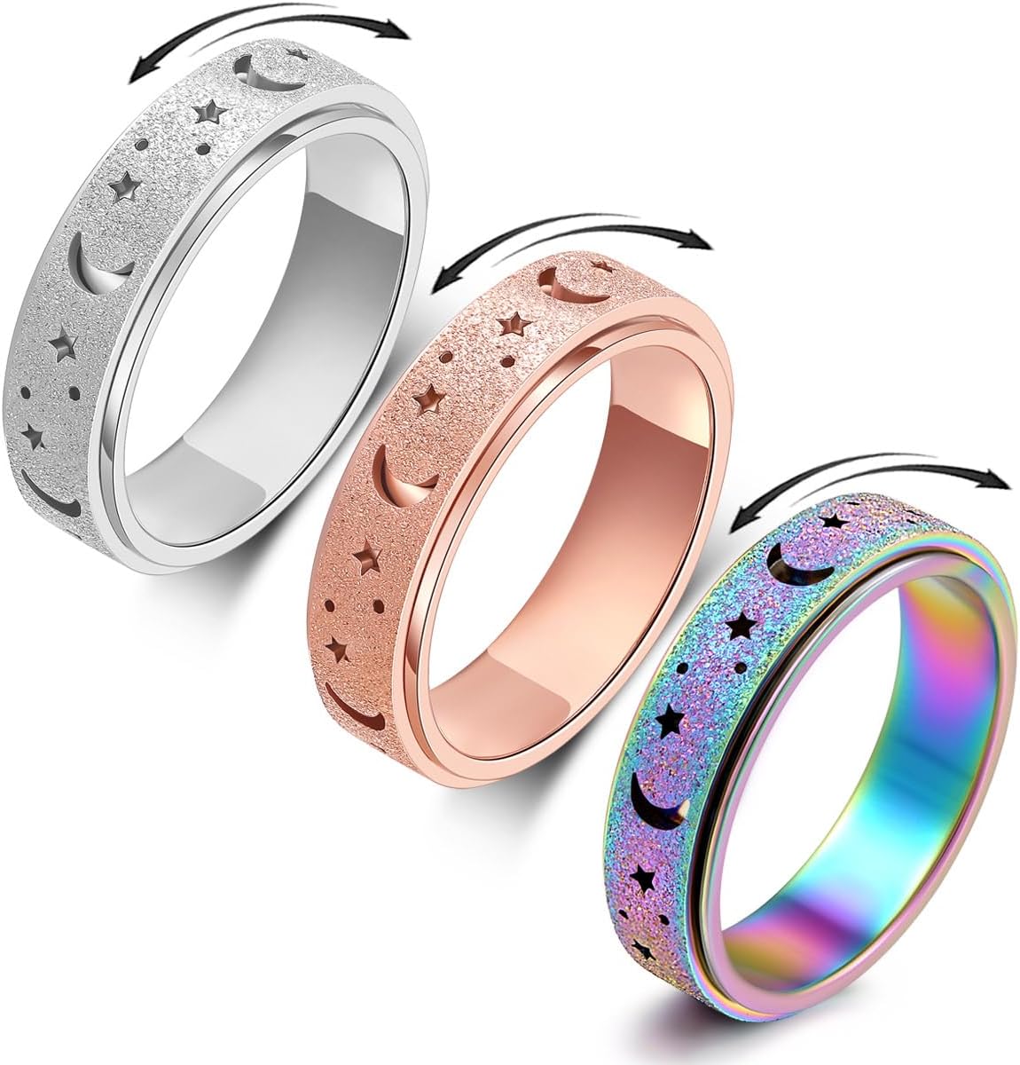 Anillo de ansiedad para mujeres, anillo giratorio, anillo fidget, a...