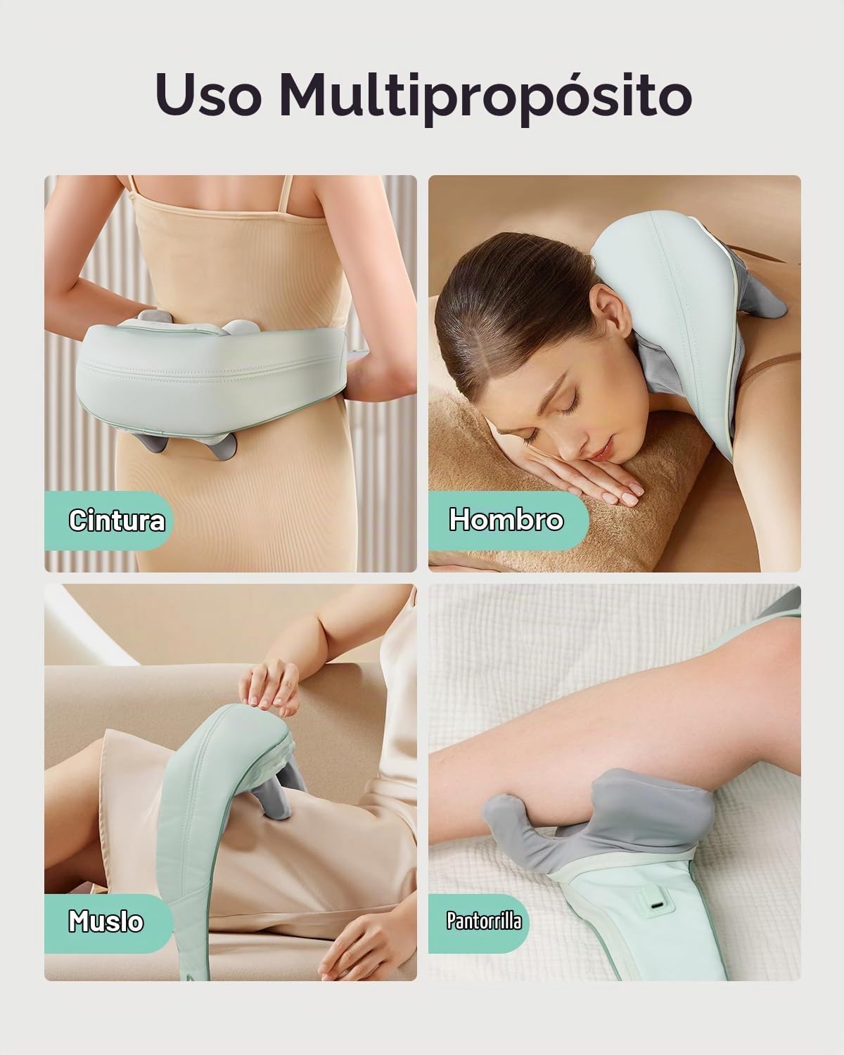 Snailax - Masajeador Shiatsu Inalámbrico para Cuello con Calor, Mas...