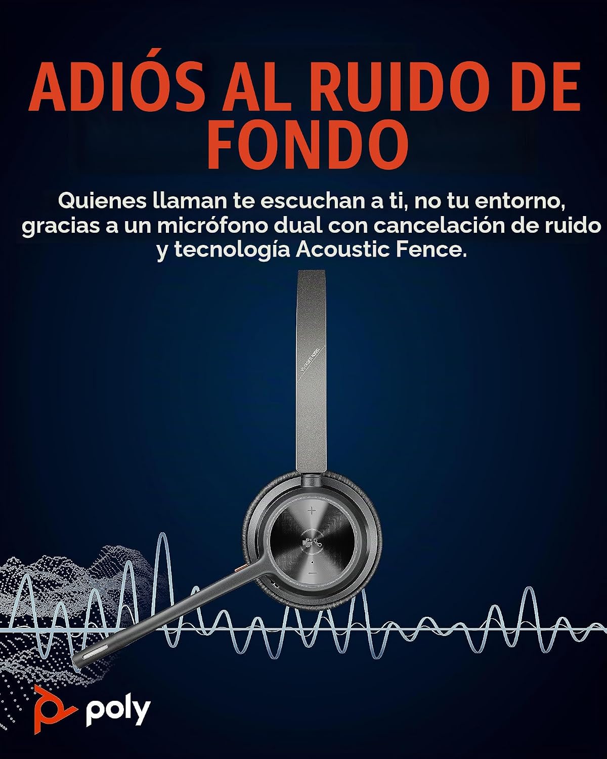 Auriculares Poly Voyager 4320 UC inalámbricos, auriculares Bluetoot...