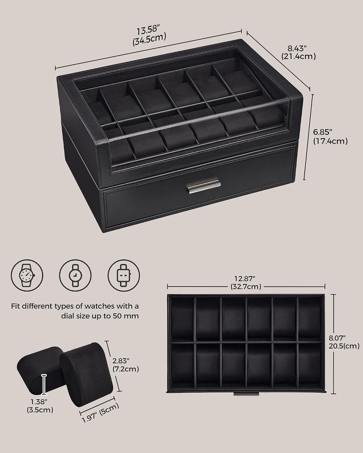 ProCase Caja de reloj para hombres, soporte de exhibición de reloj...