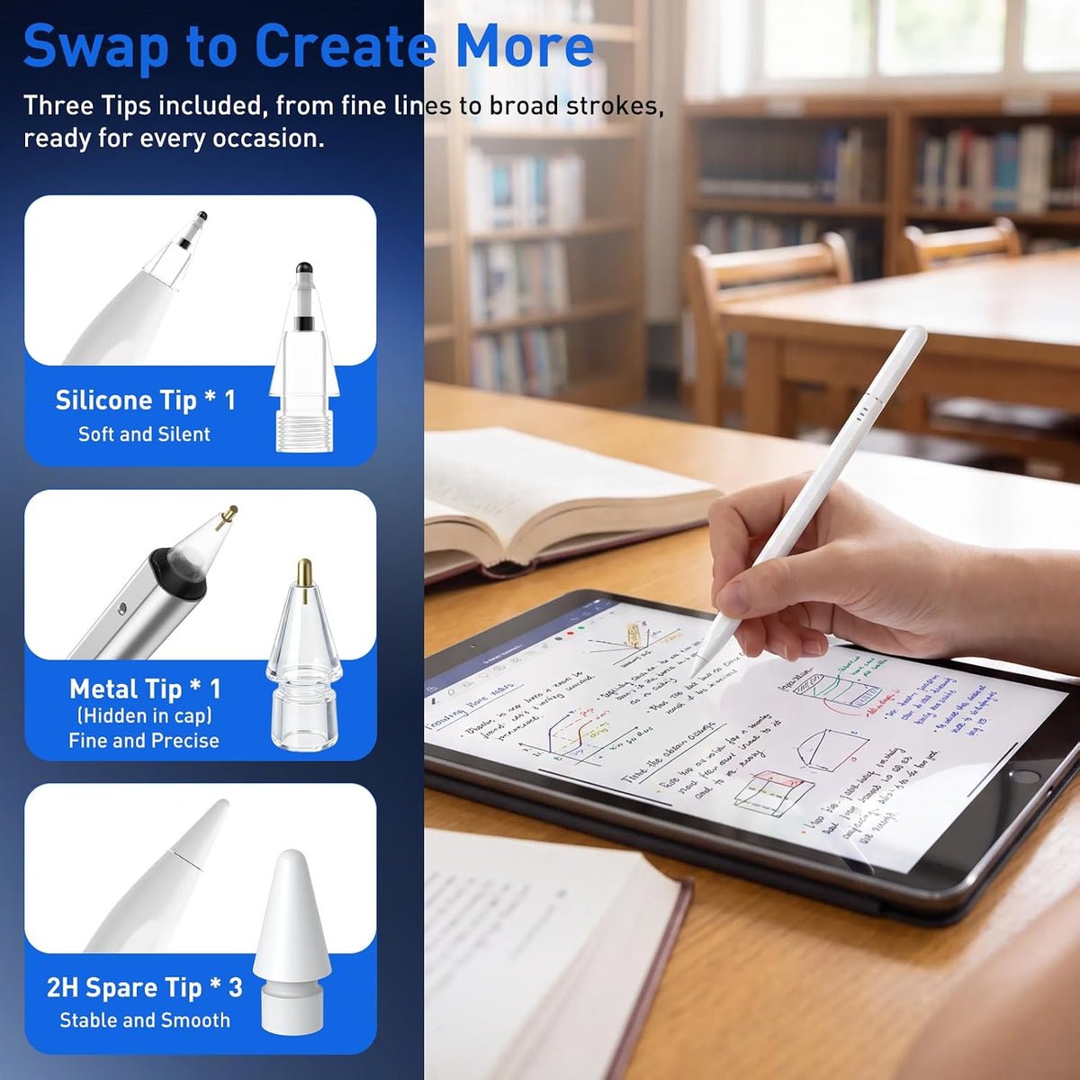 Lápiz óptico para iPad 2018-2026 de carga rápida USB C lápiz para i...
