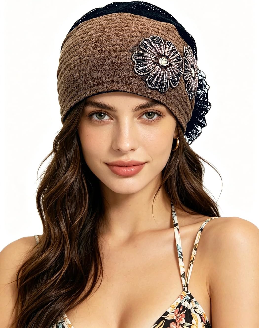 Pemilosci Paquete de 2 gorros de encaje para la cabeza, gorro de ma...