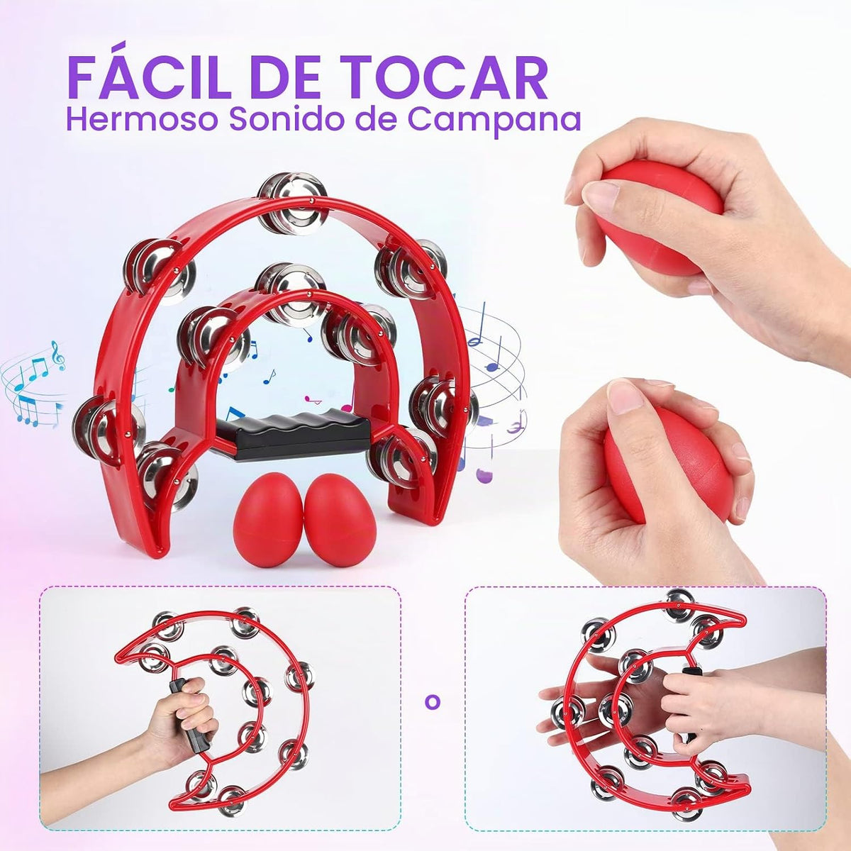 Instrumento musical pandereta para adultos - Panderetas de 10 pulga...