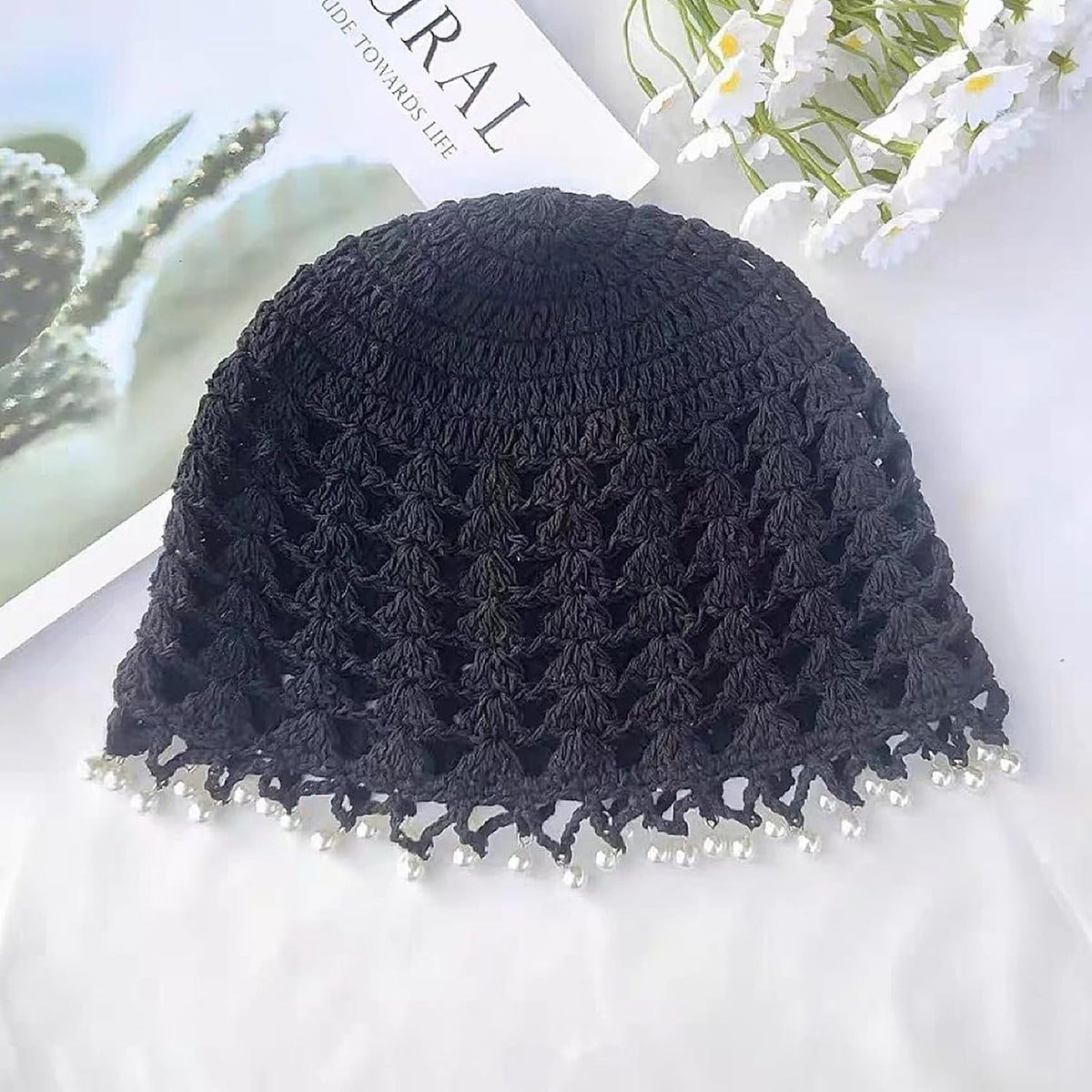 Julpsk Gorro de ganchillo ligero hecho a mano para mujer, estilo bo...
