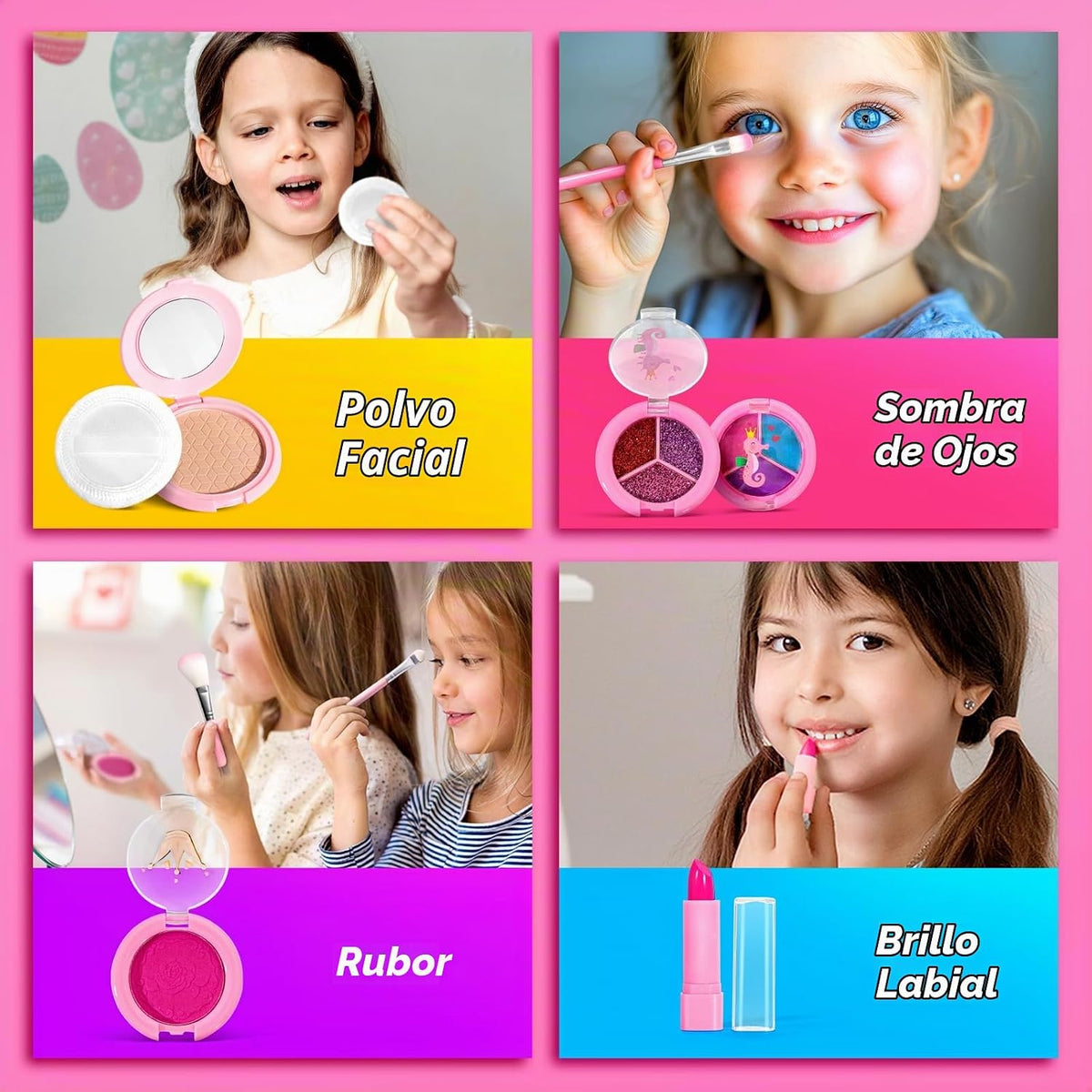 ULOVEME - Kit de maquillaje real para niñas pequeñas, juguete de ma...
