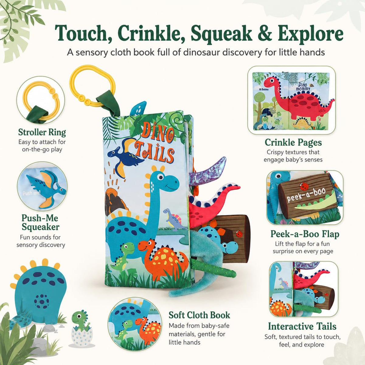 Fish Baby Crinkle Books con juguete de dentición de peces 3D para b...