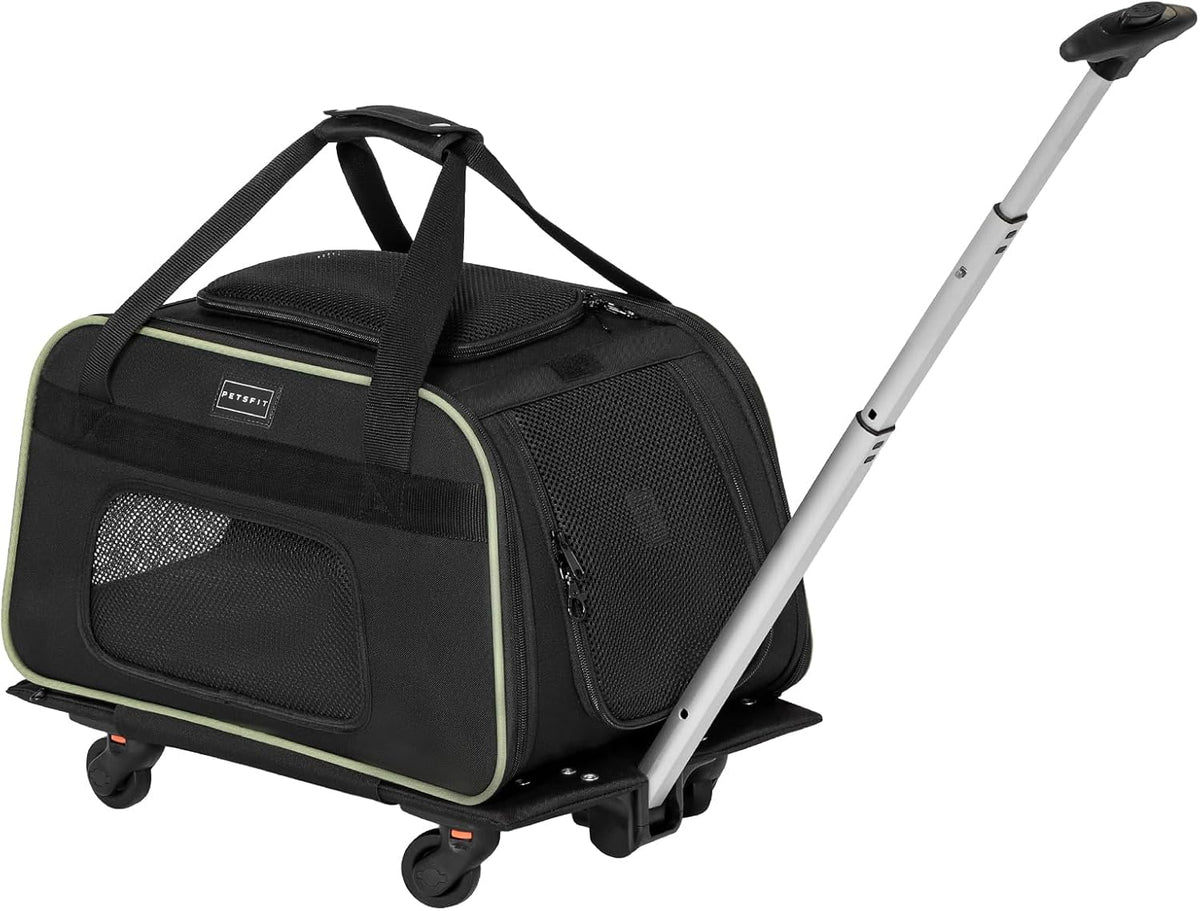 Transportín Petsfit para gatos con ruedas, aprobado por aerolíneas,...