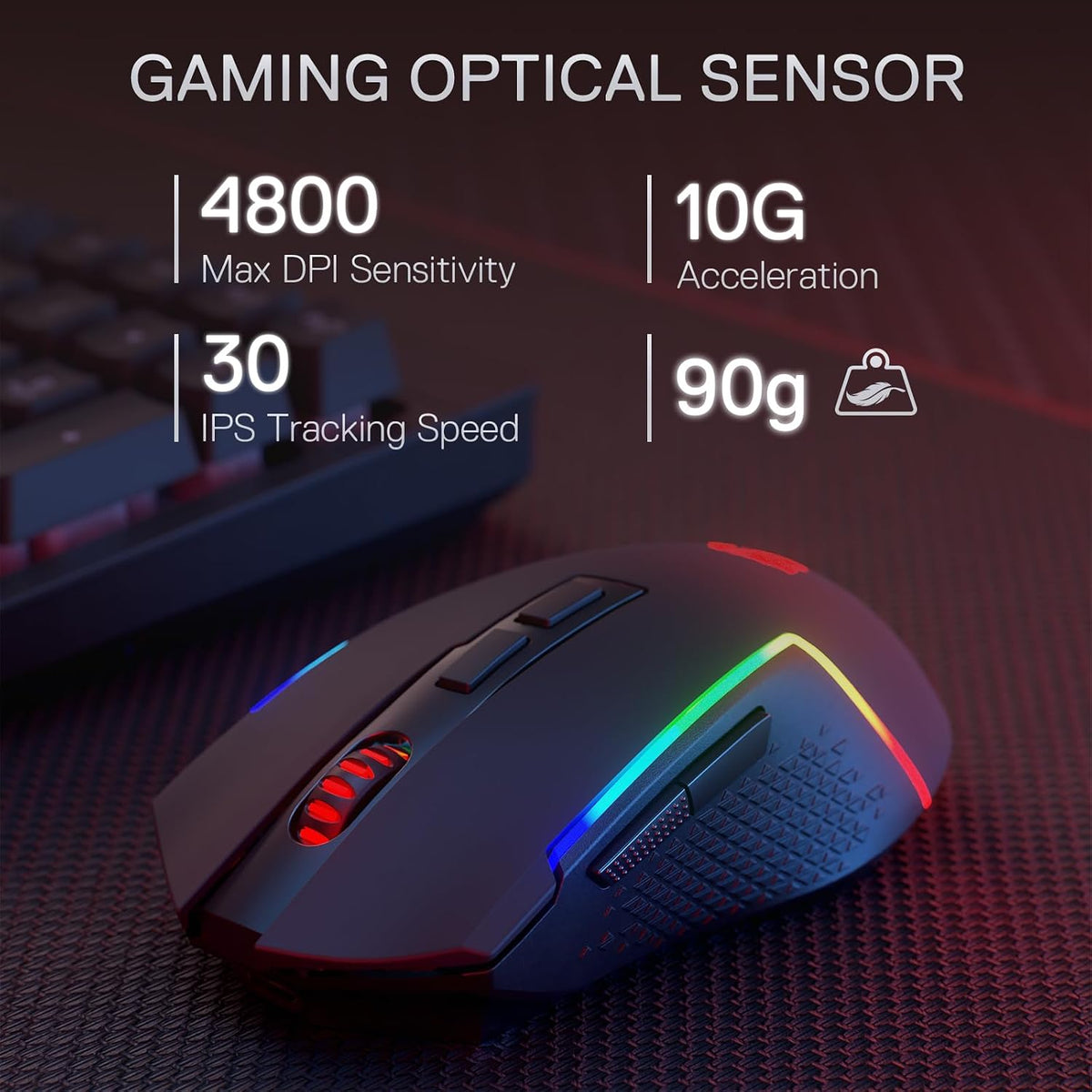 Redragon S142 Combo de teclado y mouse inalámbricos para juegos, te...