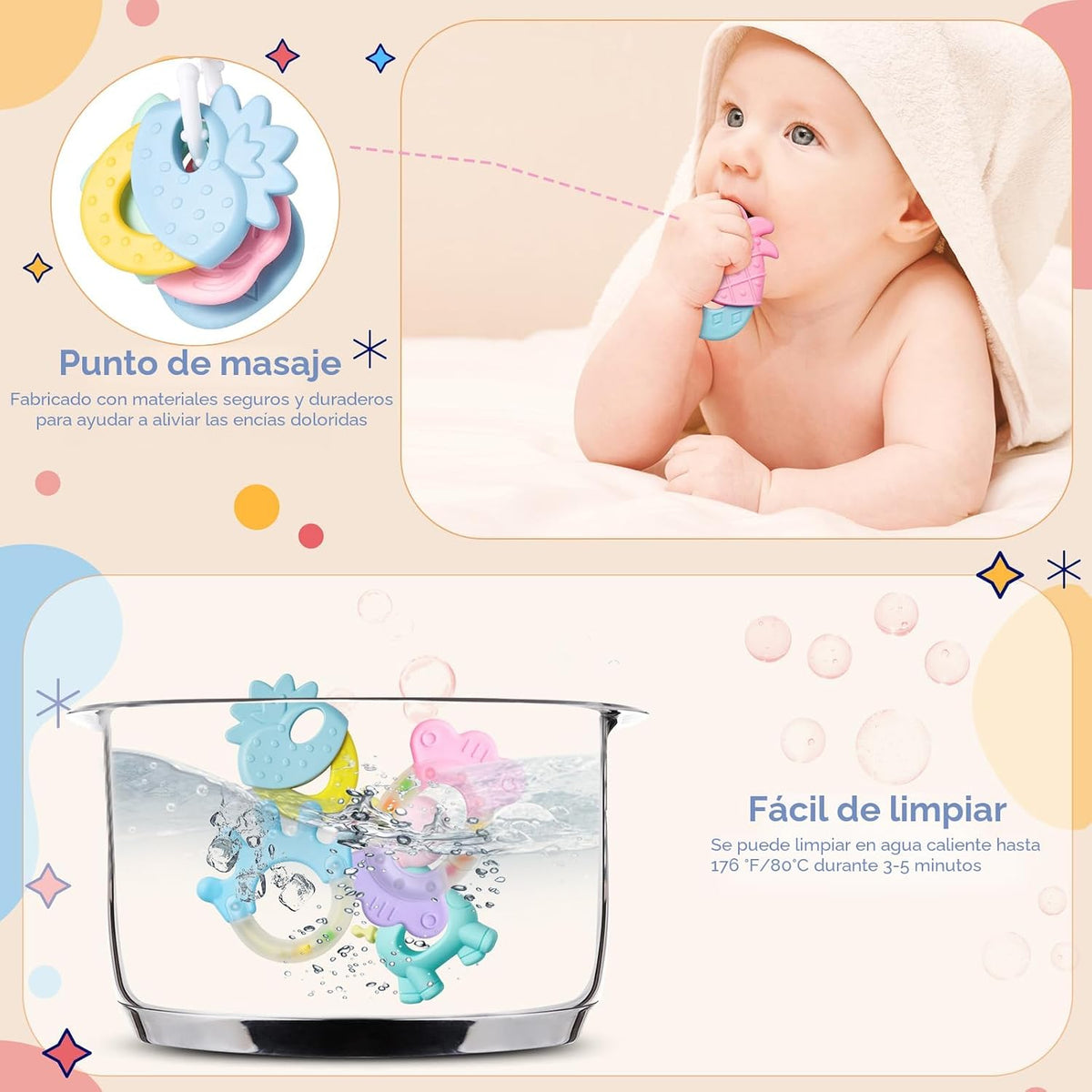 15 sonajeros para bebés de 0 a 6 meses, sonajeros de bebé sin BPA d...