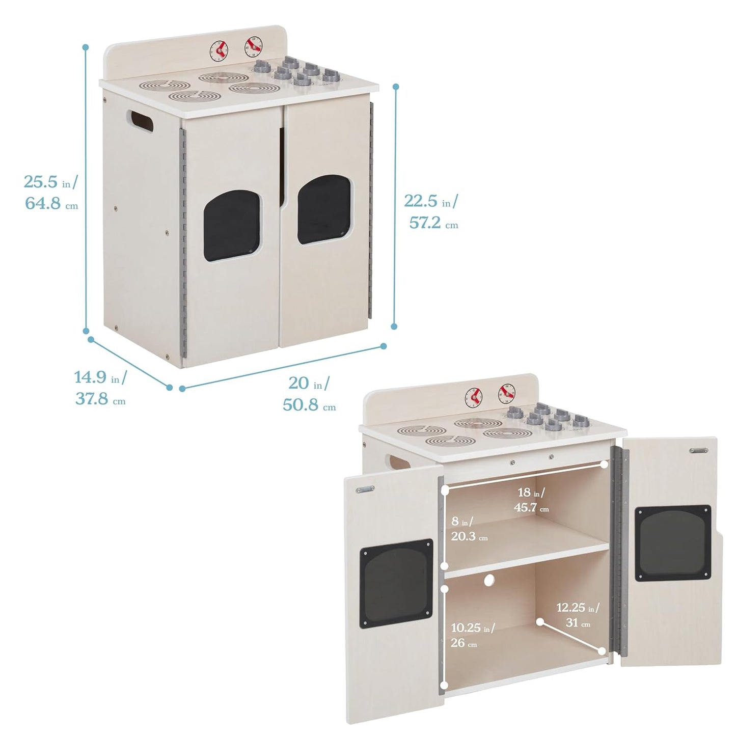 ECR4Kids Estufa de Cocina de Juguete, Juguete de Madera, Blanco Des...