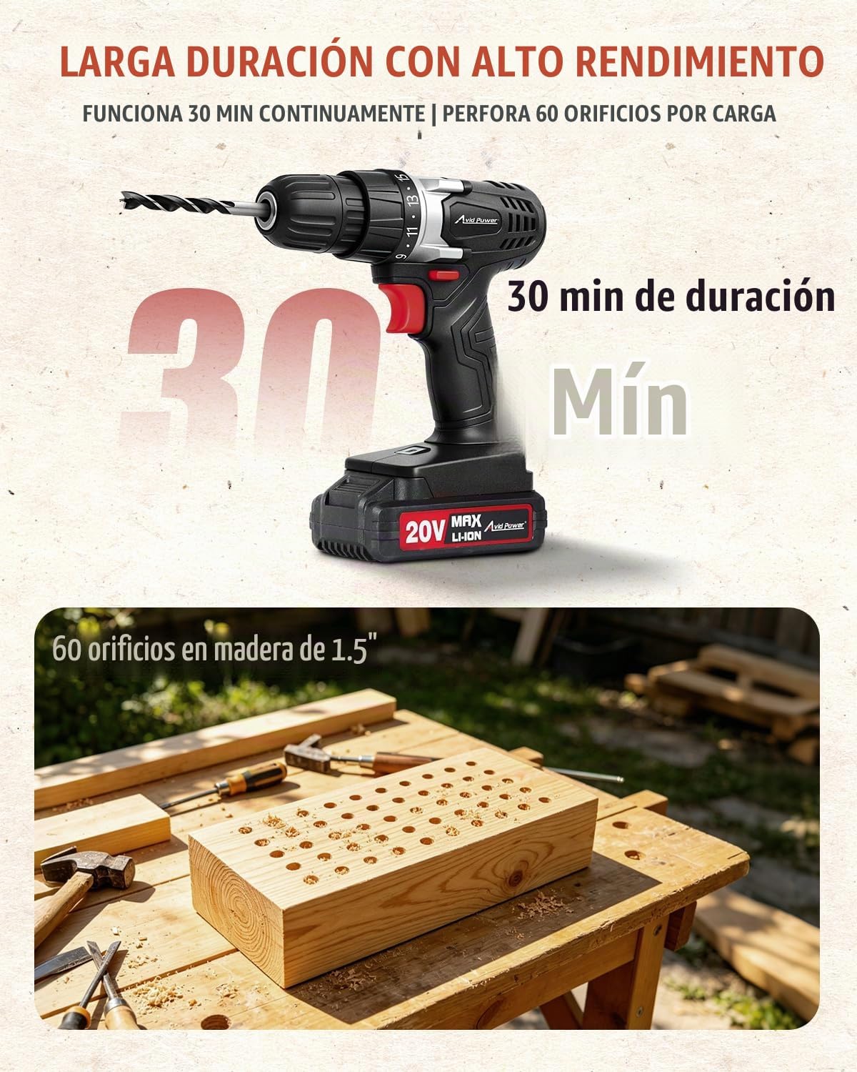 AVID POWER Juego de taladro eléctrico inalámbrico de 20 V Kit de |...