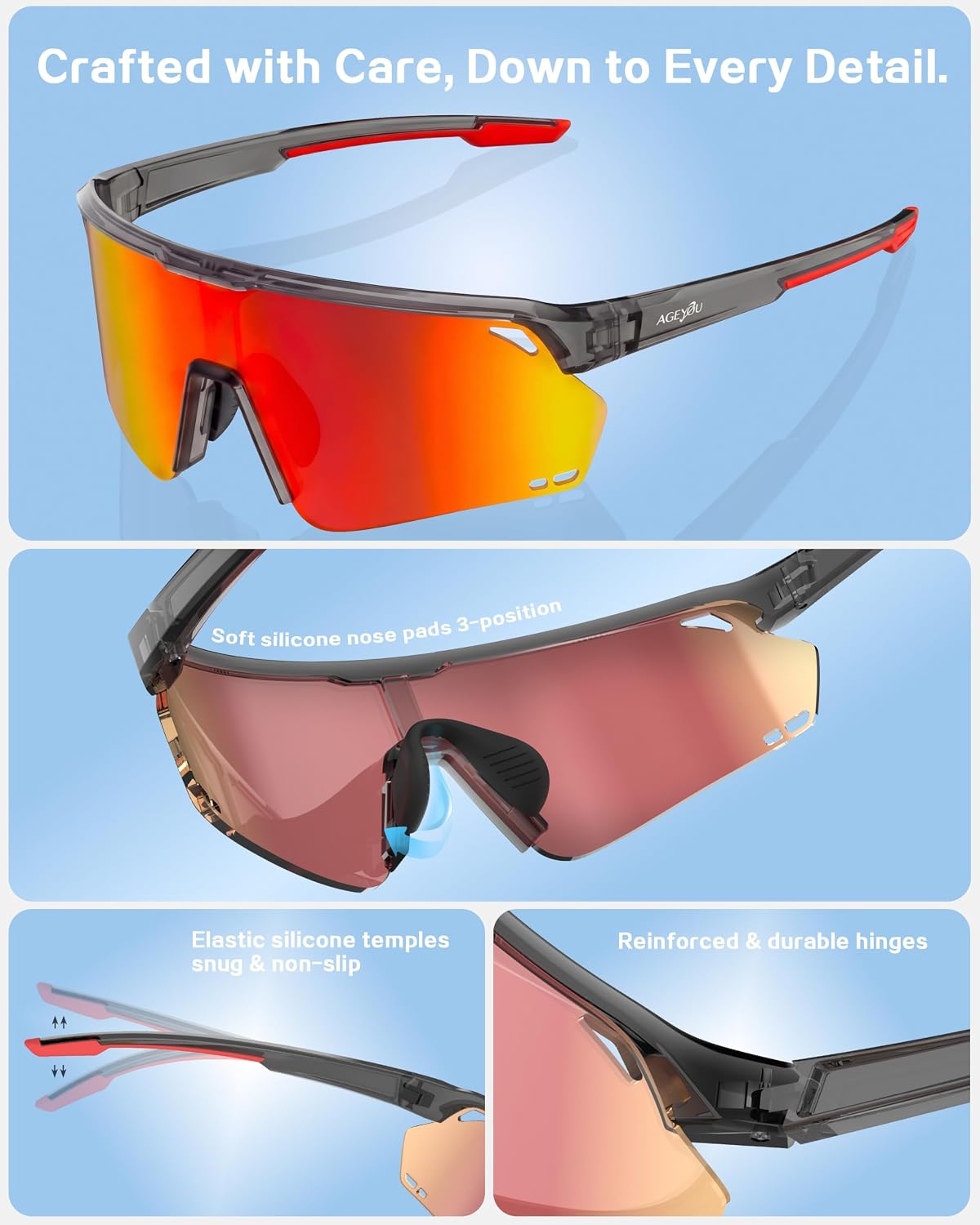 AGEYOU Gafas de sol deportivas polarizadas para hombres y mujeres |...