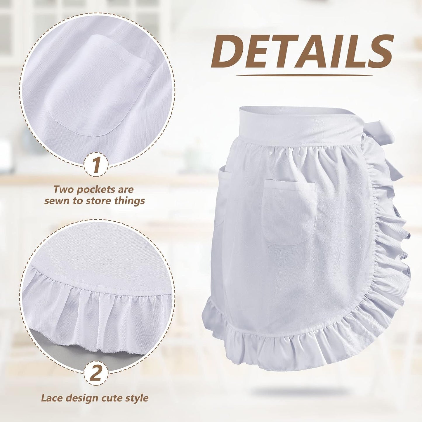 Hercicy Delantal de cintura a granel para mujer, mitad retro, delan...