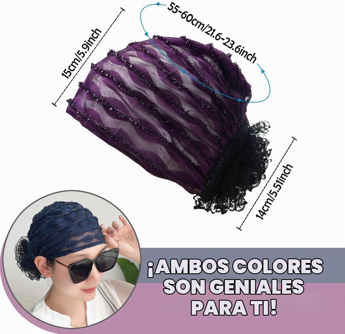 Pemilosci Paquete de 2 gorros de encaje para la cabeza, gorro de ma...