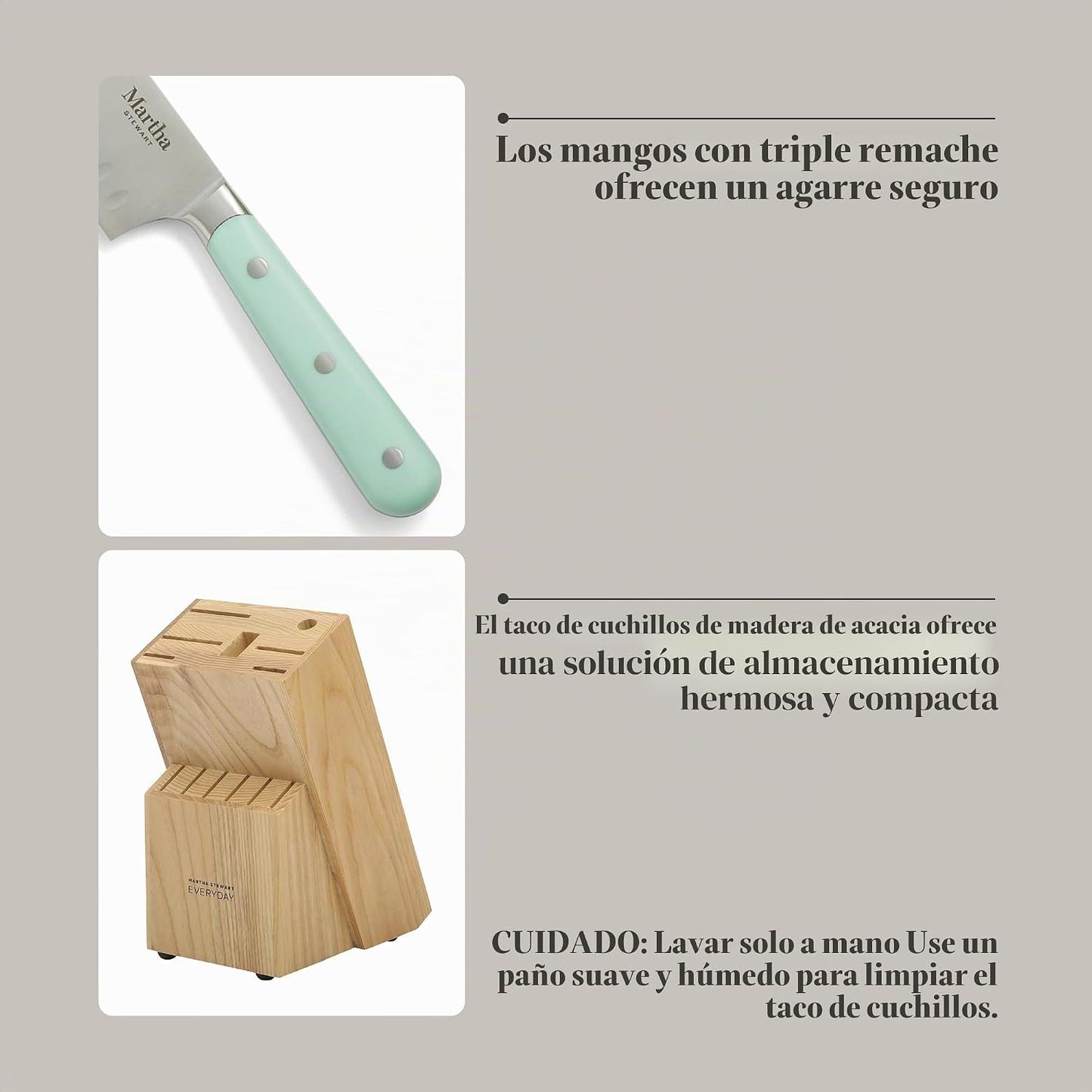Martha Stewart Eastwalk - Juego de 14 cuchillos de acero inoxidable...