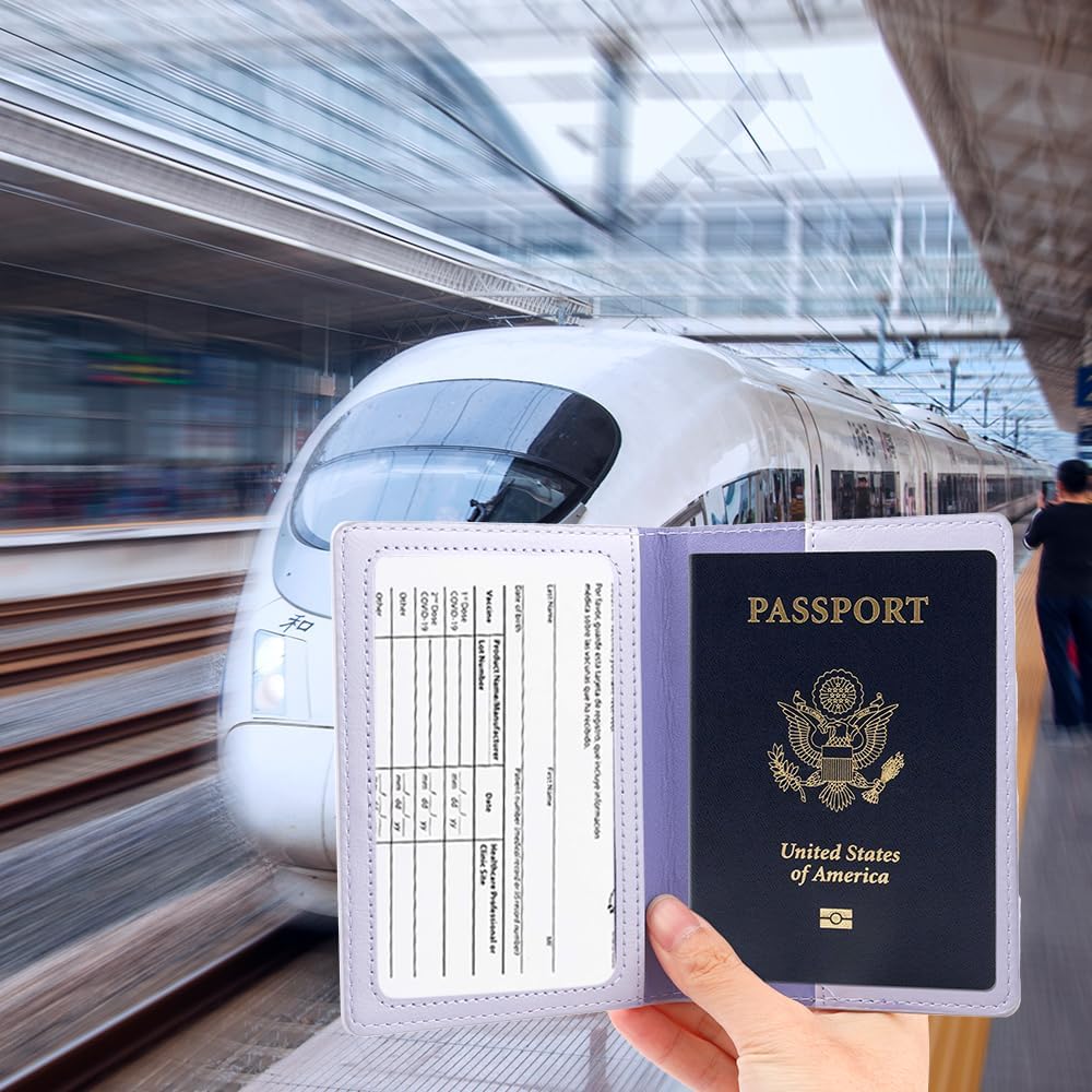 Funda de cuero para pasaporte - Cartera de pasaporte de viaje para...