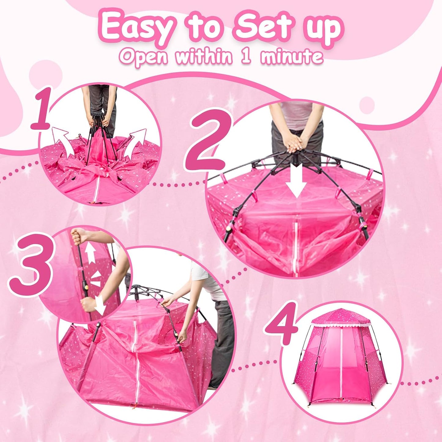 Tienda de campaña emergente para princesas para niñas: 78"x66&#...