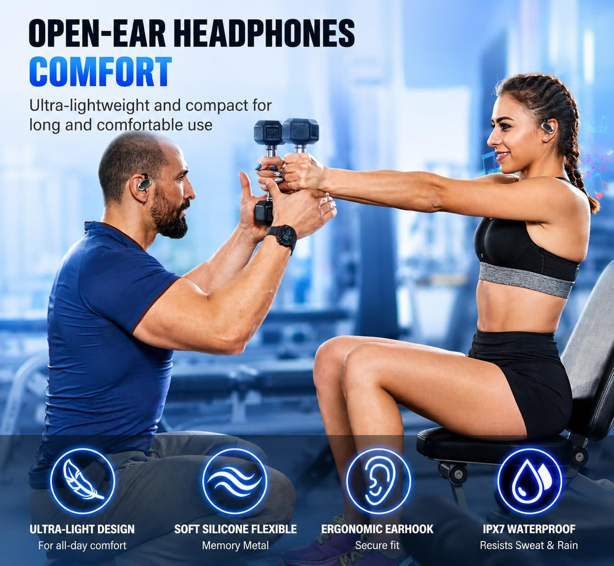 Auriculares de oreja abierta, auriculares 2026 sobre la oreja con g...