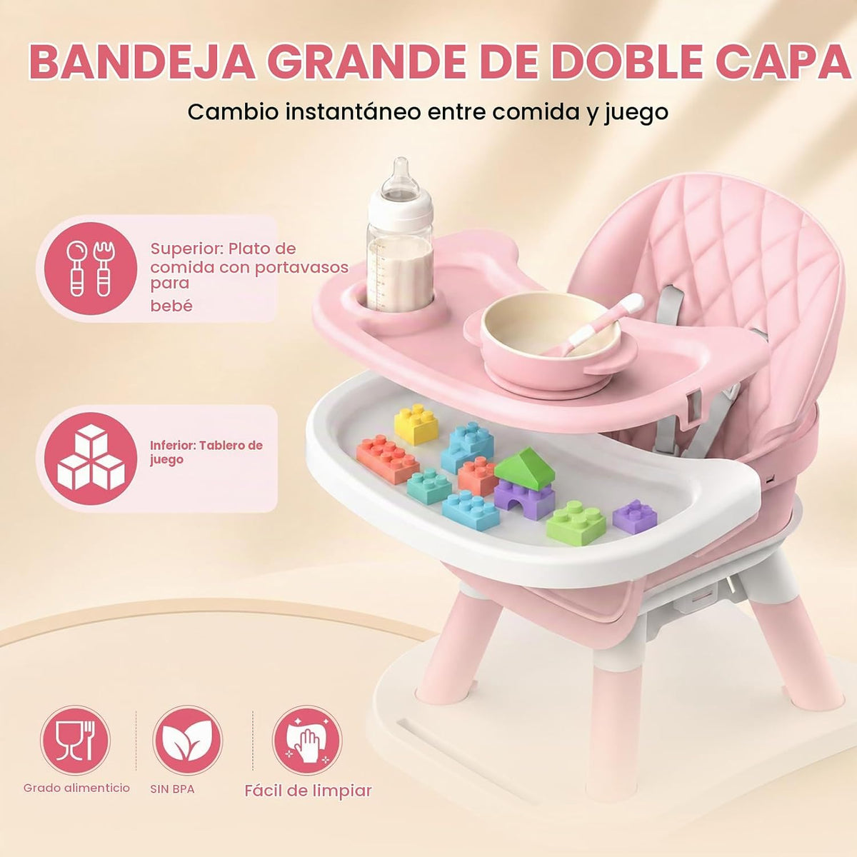 Sillas altas para bebés y niños pequeños, silla alta convertible 8...