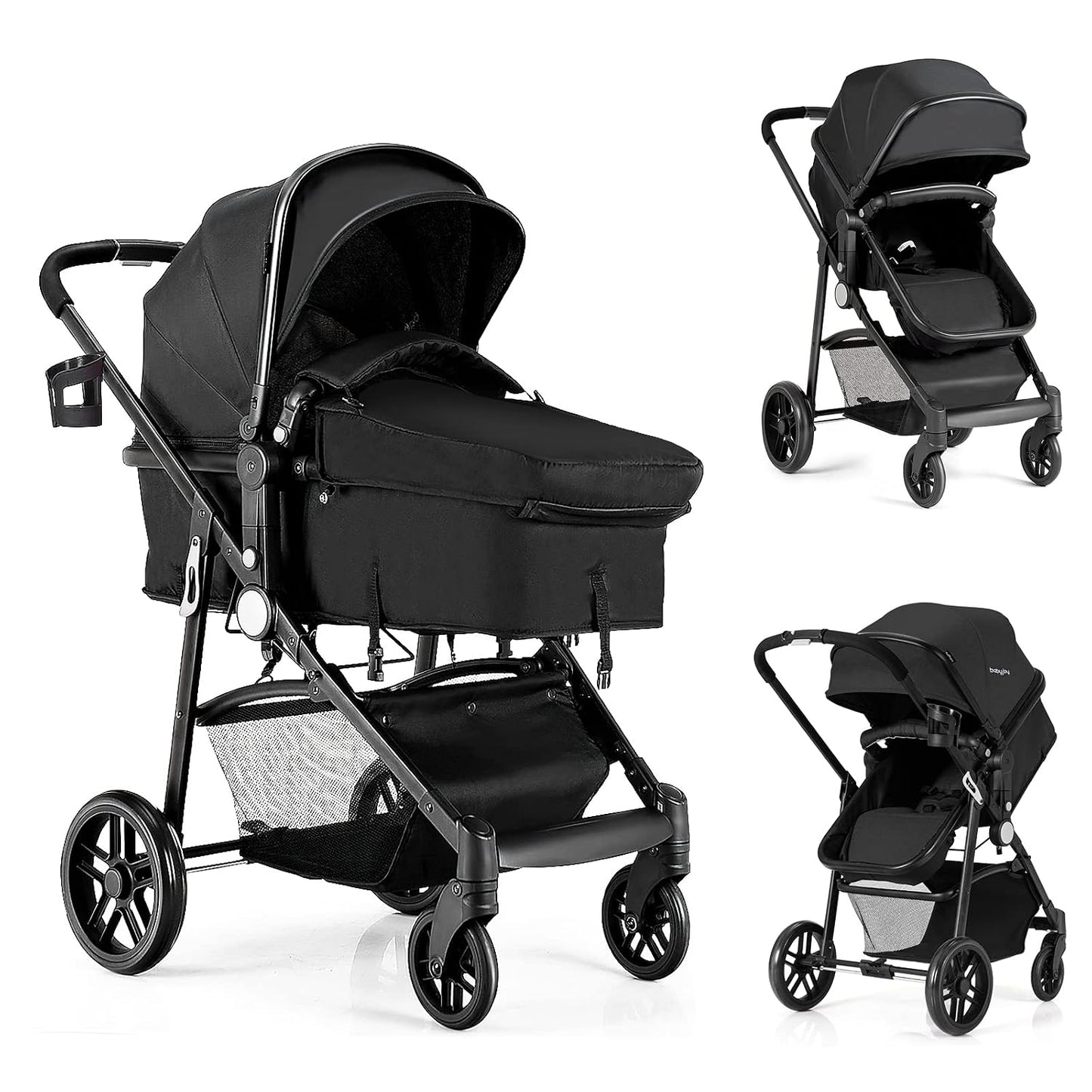Baby Joy - Cochecito de bebé, 2 en 1 convertible para cochecito de...