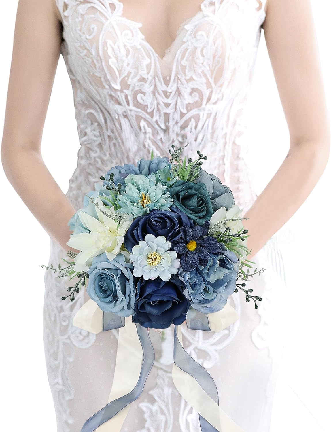 SEMONONIA Ramos de Boda para Novia y Dama de Honor de 21.6 cm de Ro...