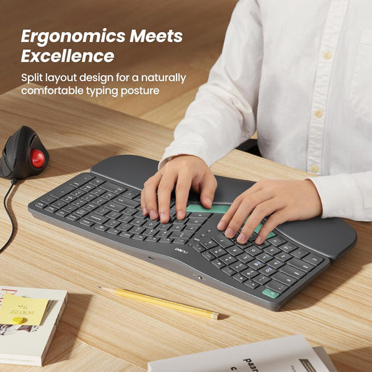 Nulea Reposamuñecas acolchado inalámbrico con teclado dividido ergo...