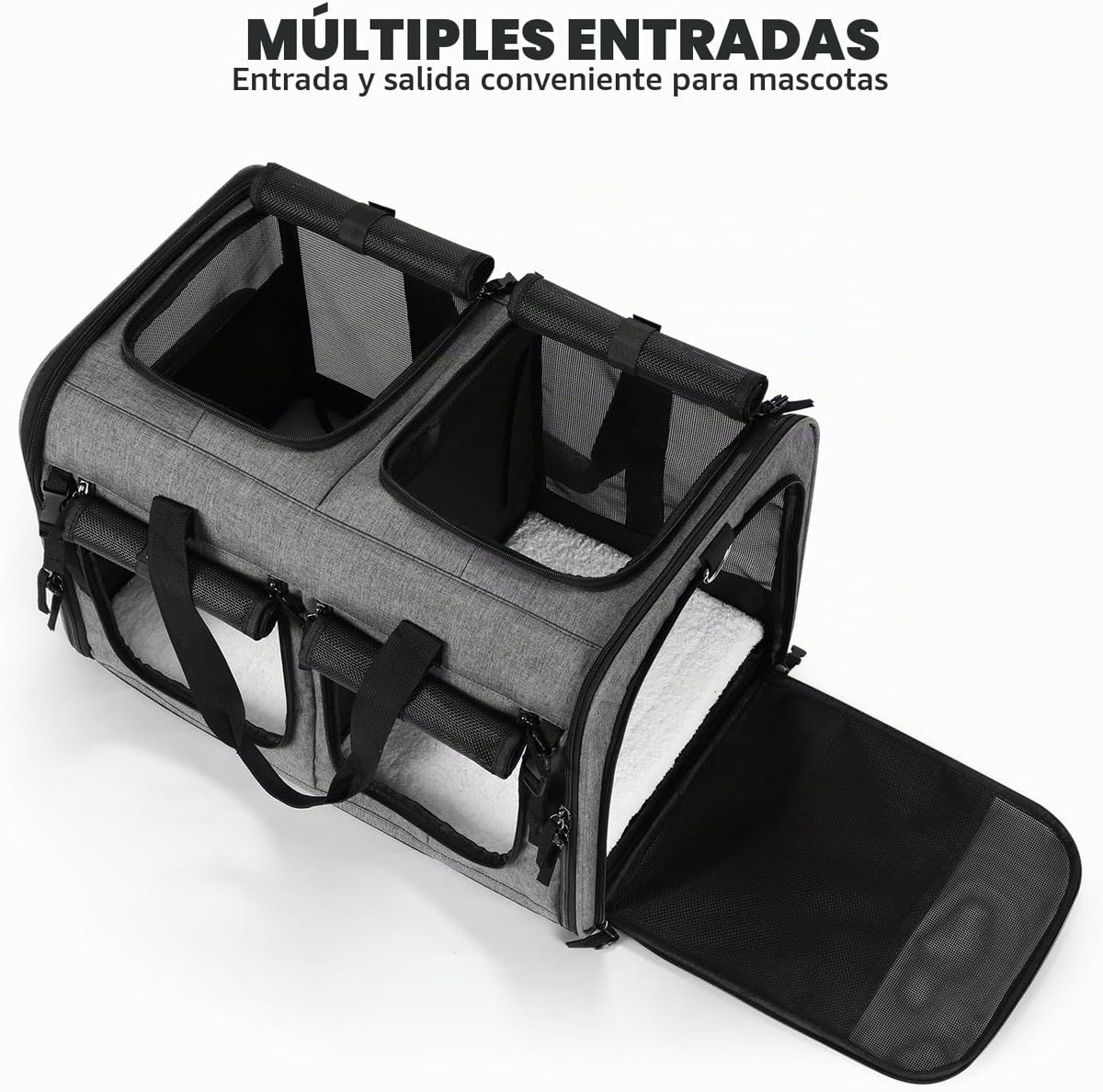 Groxkox Transportador de gatos para 2 gatos, plegable doble para ga...