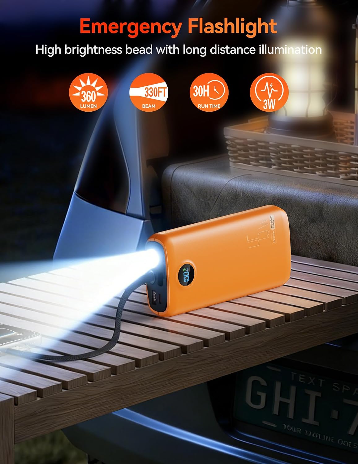 Cargador portátil, batería portátil de 45 W, 20000 mAh, con cable U...