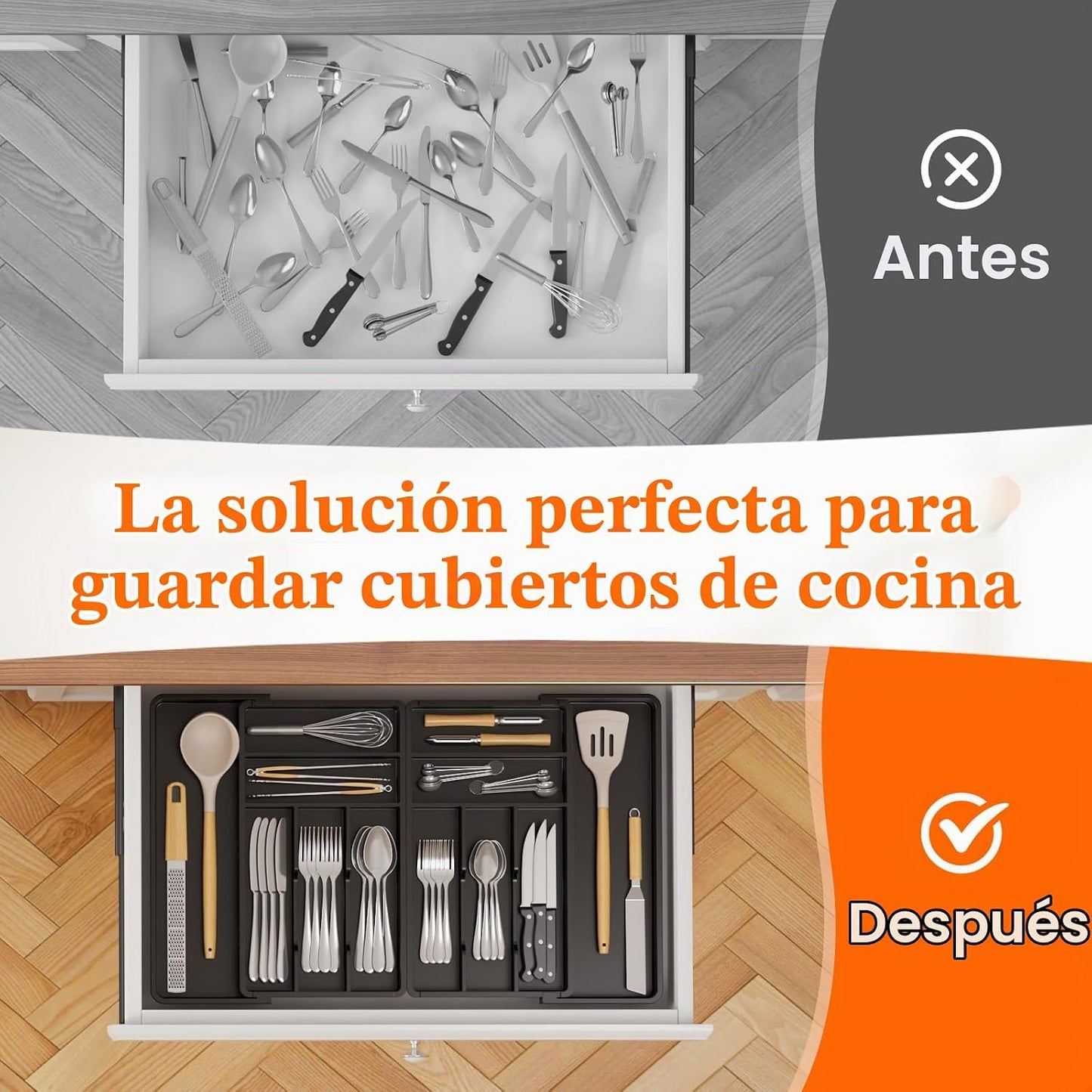 Lifewit Organizador Grande de Cajón para Cubiertos, Expandible de 1...